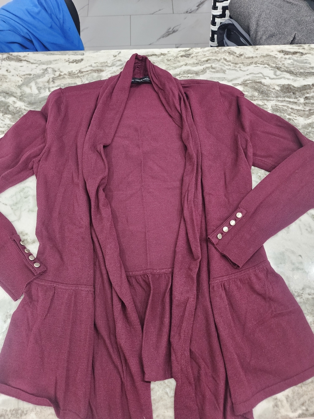 White House Black Market Open-Front Cardigan in Burgundy